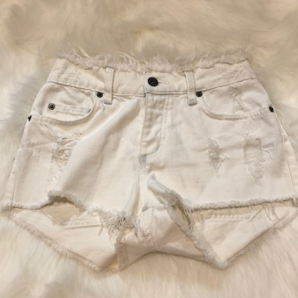 LF white jean shorts